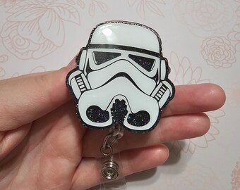 Custom Glitter Stormtrooper Badge Reel: Teacher Nurse Gift