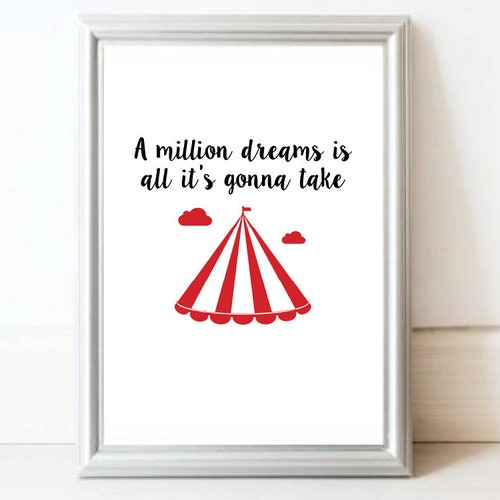 Printable Art the Greatest Showman Quote A MILLION DREAMS - Etsy