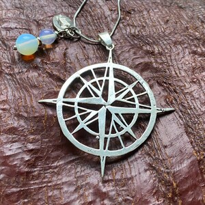 Wind Rose & Moonstone Pendant - Chakra Gemstone Pendulum