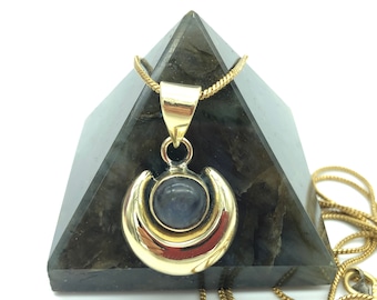 Half Moon & Gemstone Pendant