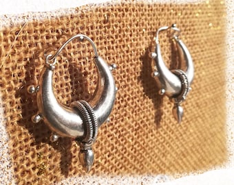 S Steampunk Tribal Creolen | Zigeuner-Ethno-Ohrringe aus Silber |