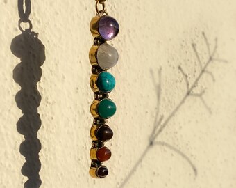 7 CHAKRAS Pendant - Sacred Gemstone Amulet - Chakra Healing Pendant