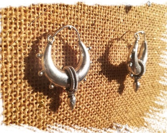 M Steampunk Tribal Creolen | Zigeuner Silber Ethnische Ohrringe |