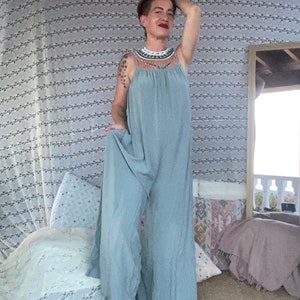 Tuta Jumpsuit 100% viscosa, taglia libera. Lungo e largo giorno e notte ideale per l'estate immagine 5