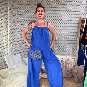 Tuta Jumpsuit 100% viscosa, taglia libera. Lungo e largo giorno e notte ideale per l'estate immagine 1