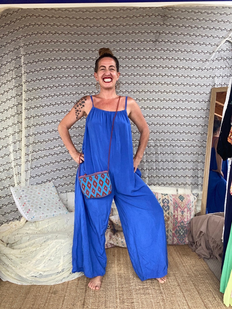 Tuta Jumpsuit 100% viscosa, taglia libera. Lungo e largo giorno e notte ideale per l'estate immagine 1