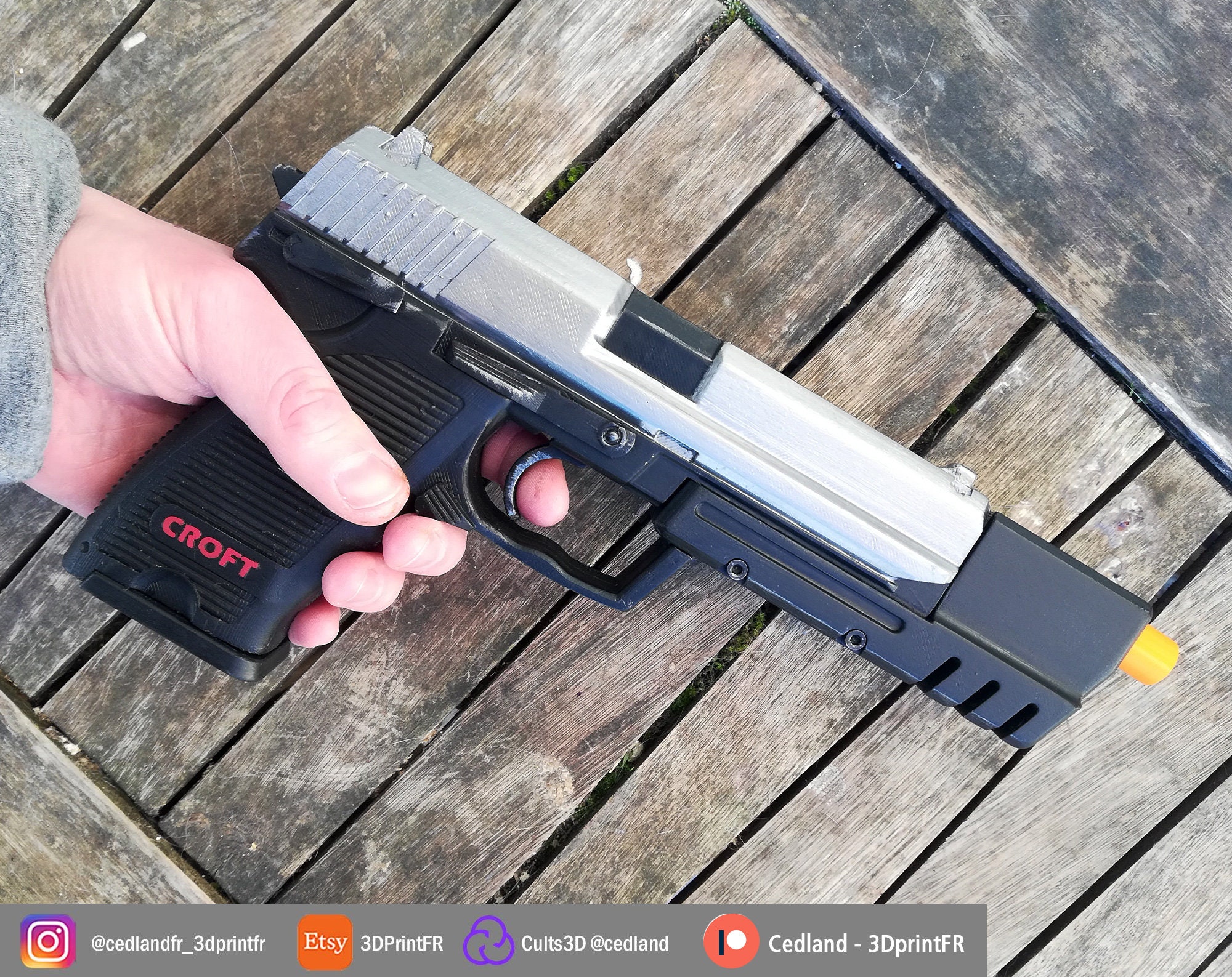 Lara Croft HK Pistol Removable Replica 11 Painted Custom Prop Etsy