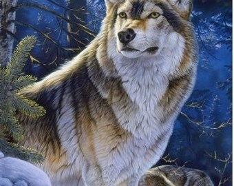 Hoffman Call of the Wild Minky Cuddle Wolf Nature Cotton Quilt Panel 33 x 45