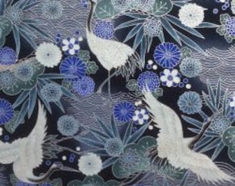 Blue Silver Cranes 100/% Cotton Fabric 45/'/' PRICE PER METER