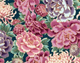 BY YARD-Imperial Gold Silver Fans Fabric Robert Kaufman 17667-91 Crimson Red