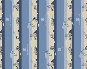 Vintage Raupe Blaue Streifen C13841R-BLUE Quilting Stoff Baumwolle 1/2 HOF