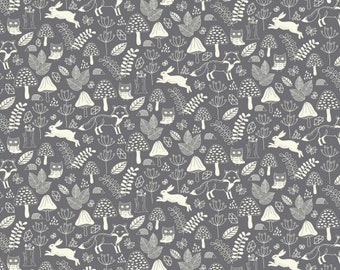 Wildwood lapins hiboux renards emballé 80770/102 tissu de courtepointe en coton 1/2 yard