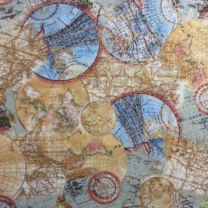 Globes dans la bibliothèque Or Métallisé Reflets Coton Tissu matelassé 1/2 YARD