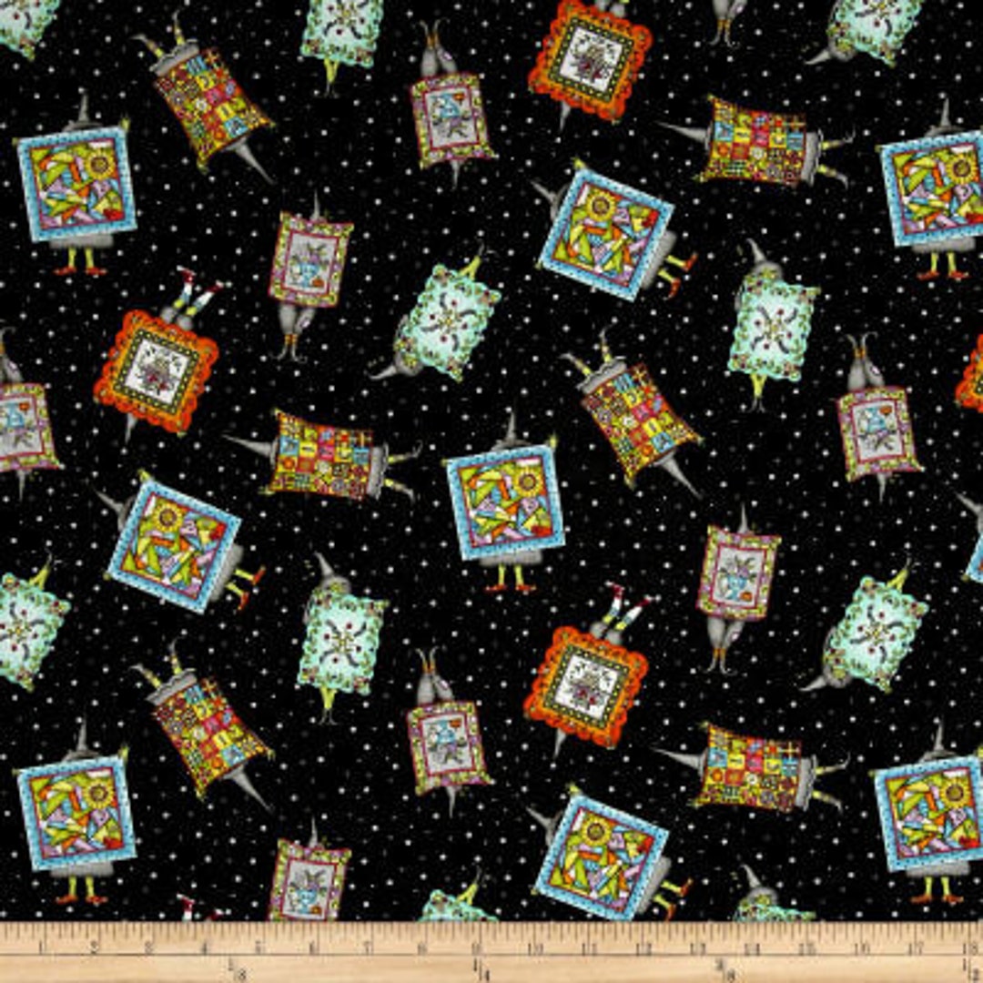 Salem Quilt Show Show and Tell Charcoal Black Cotton Quilting Fabric 1/