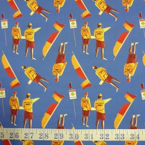 Outdoor Aussie Rettungsschwimmer blau Baumwolle Quilten Stoff 1/2 YARD