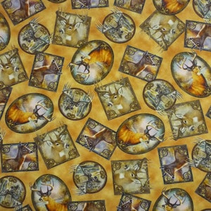 Deer Meadow Deer Patches Tossed Rust Cotton Quilting Fabric 1/2 YARD