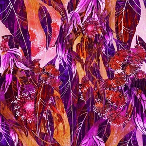 Eucalyptus Hinterland Australia Cascade Purple 3012G Cotton Quilting Fabric 1/2 YARD