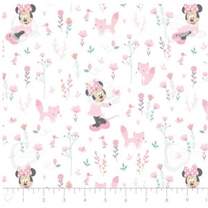 Disney Minnie Mouse Little Fox Double Gauze Cotton Fabric 1/2 Yard