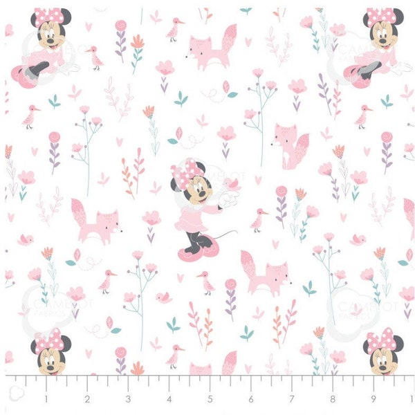 Disney Minnie Mouse Little Fox Double Gauze Tissu de coton 1/2 Yard