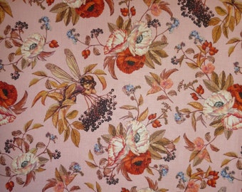 Flower Fairies Elderberry Pink Cotton Quilting Fabric 1/2 YARD