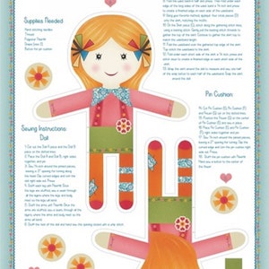 Wzór na lalkę One Stitch At A Time Panel z białej bawełny do pikowania