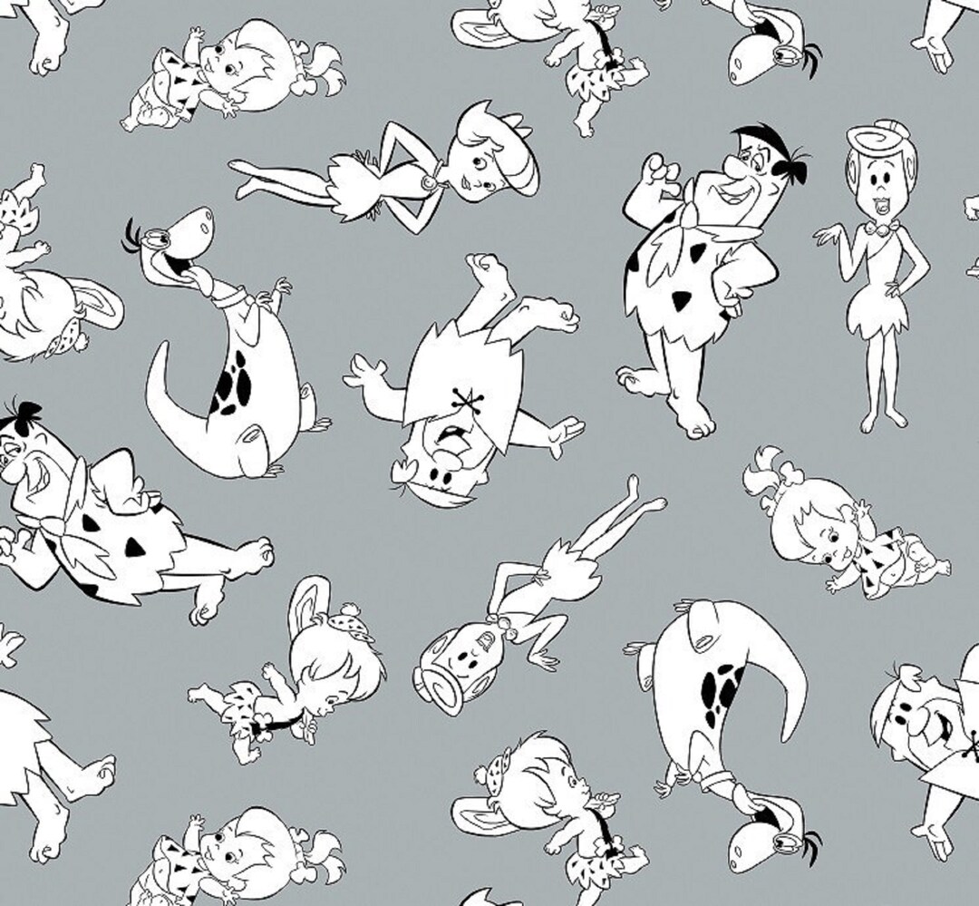 Flintstones Characters Tonal Grey Cotton Quilting Fabric 1/2 YARD - Etsy