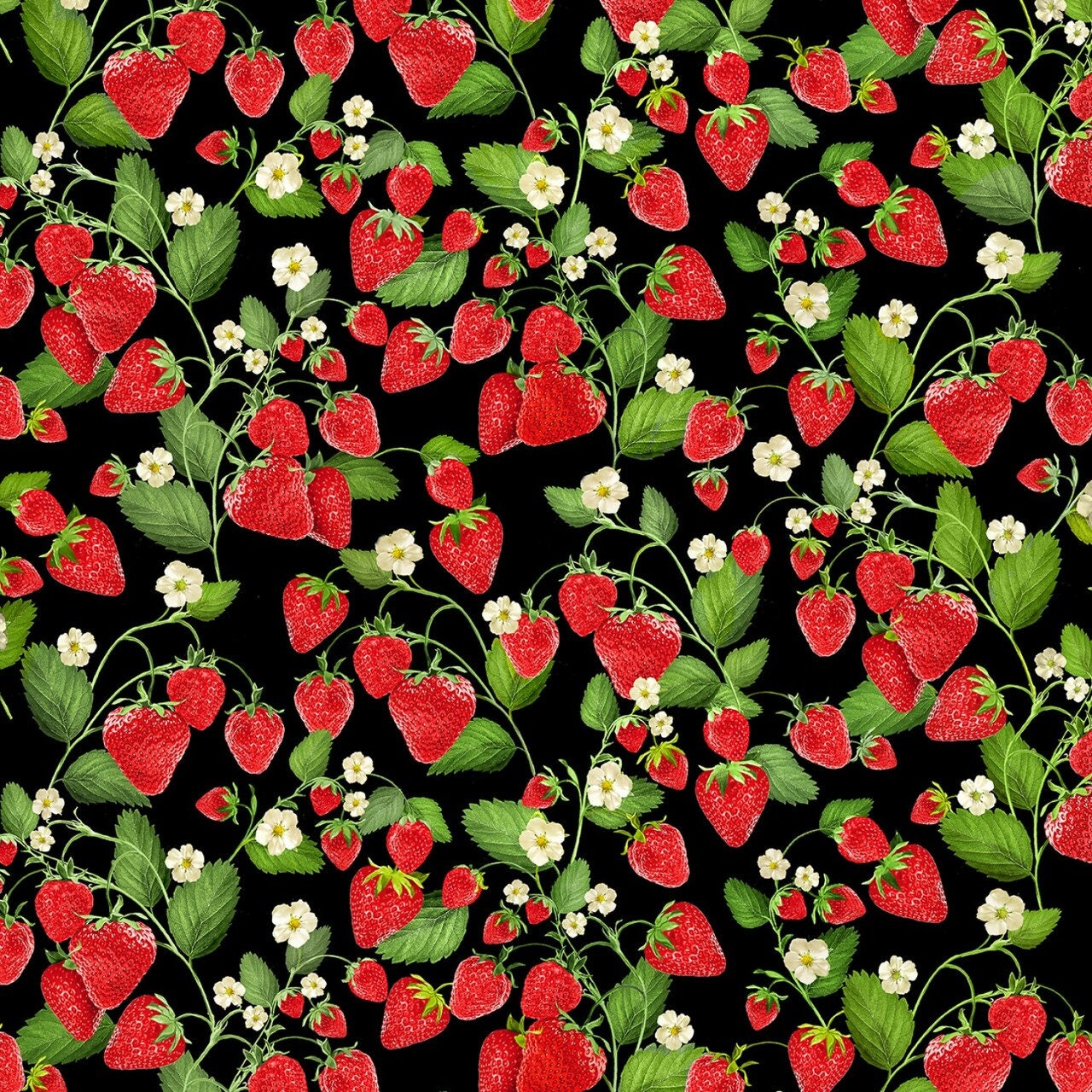 Strawberry Fields Forever Fabric White Background
