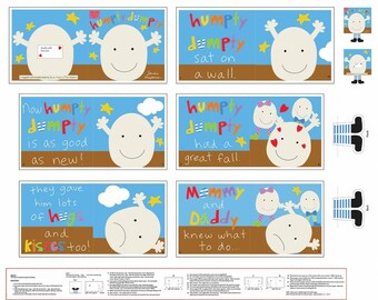 Huggable and Loveable Humpty Dumpty Cotton Quilting Fabric Book Panel
