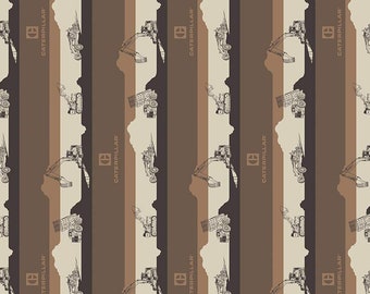 Vintage Caterpillar Brown Stripe C13841R-BROWN Cotton Quilting Fabric 1/2 YARD