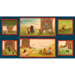 Reading Together Poppi Loves Picture Patches Cotton Quilting Fabric Panel