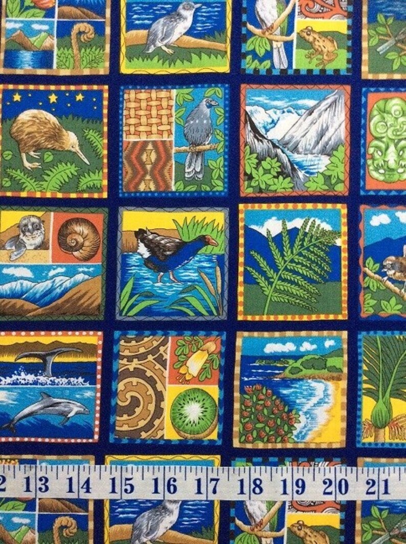 Images of Aotearoa New Zealand Patches Cotton Quilting Fabric Etsy UK