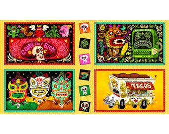 Hot Tamale Large Foodie Patches Multi Quilting Treasures Cotton Quilting Fabric Panel