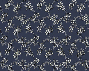 Down On the Farm Calico Floral Navy Hintergrund 9660-77 Baumwolle Quilting Stoff 1/2 YARD