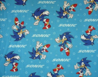 Sonic the Hedgehog Blau Hintergrund Baumwolle Quilten Stoff 1/2 YARD