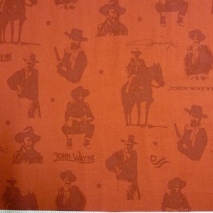 John Wayne Silhouetten Red Cotton Quilting Stof 1/2 YARD