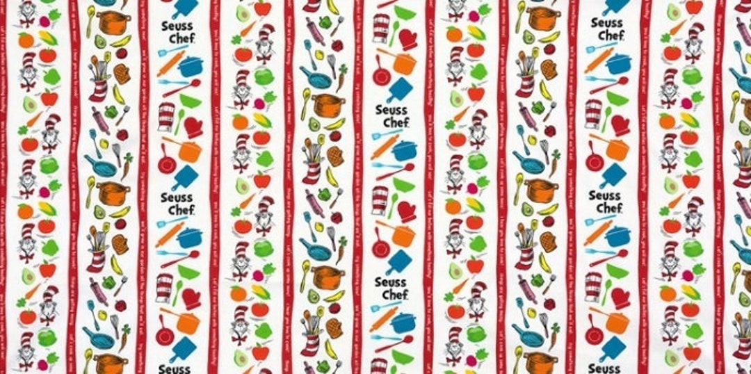 Dr Seuss Seuss Chef Stripe Cotton Quilting Fabric 1/2 YARD - Etsy