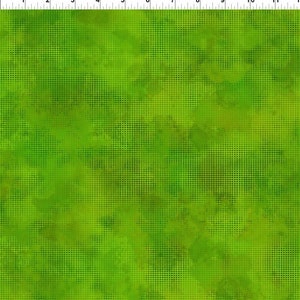 Puede incluir: Tela verde con un patrón sutil y texturizado de pequeños puntos blancos. La tela tiene un aspecto moteado, como de acuarela.