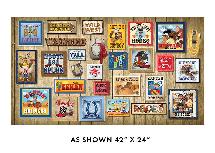 Lil' Buckaroos Wild West Boxes 14753-99 Cotton Quilting Fabric Panel