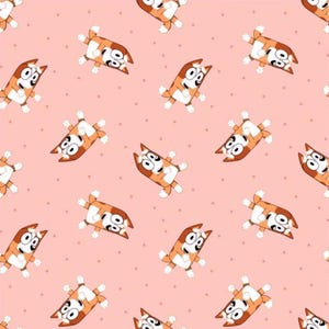 Disney Junior Bluey Bingo Peachy Pink Polka Dot 80836-A620715 Tecido de Algodão para Quilting 1/2 JARDA