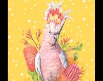 Australian Birds Cockatoos Budgies Kayla Reay DV6457 Cotton Quilting Fabric Panel