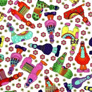 Llama Tossed White Llama Bo Bama Cotton Quilting Fabric 1/2 YARD