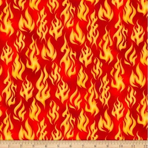 Keep On Truckin Flames Burnt Orange Cotton Quilting Fabric 1/2 YARD