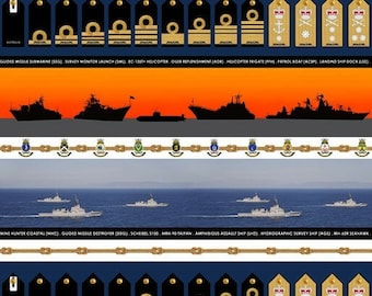 Tela de algodón para acolchado Navy Australia Navy Stripe 1088E, 1/2 yarda