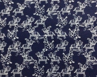 Knights and Dragons Navy Background Cotton Quilting Fabric 1/2 YARD