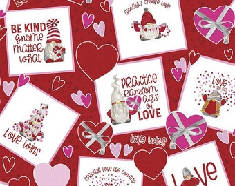 Gnomos In Love Main Red C11310r-red algodón acolchado tela 1/2 yarda