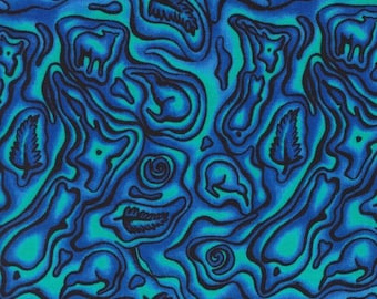 New Zealand Kiwi Paua Pictures Cotton Quilting Fabric 1/2 YARD