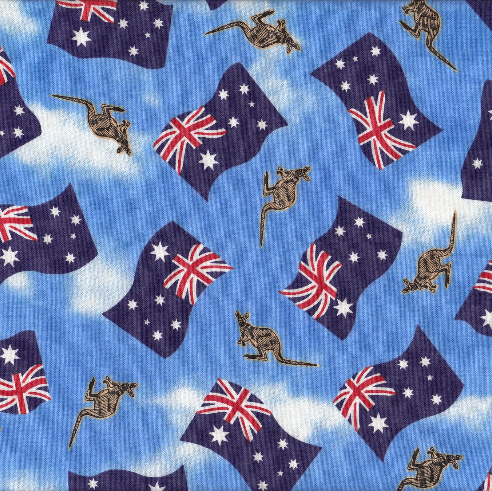 mulighed Massakre film Australian Flags and Kangaroos Tossed Blue Cotton Quilting | Etsy