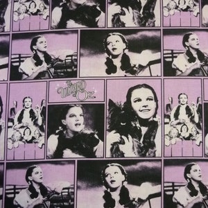 Wizard of Oz Dorothy Photos Purple Background Cotton Quilting Fabric 1/2 YARD
