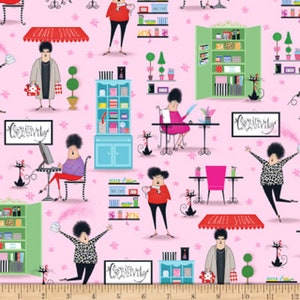 Crazy For Crafting Crafting Vignette Allover Pink Cotton Quilting Fabric 1/2 YARD