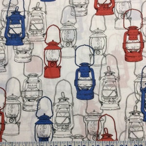 Hurricane Lamps Camping Lamps White Cotton Quilting Fabric 1/2 YARD